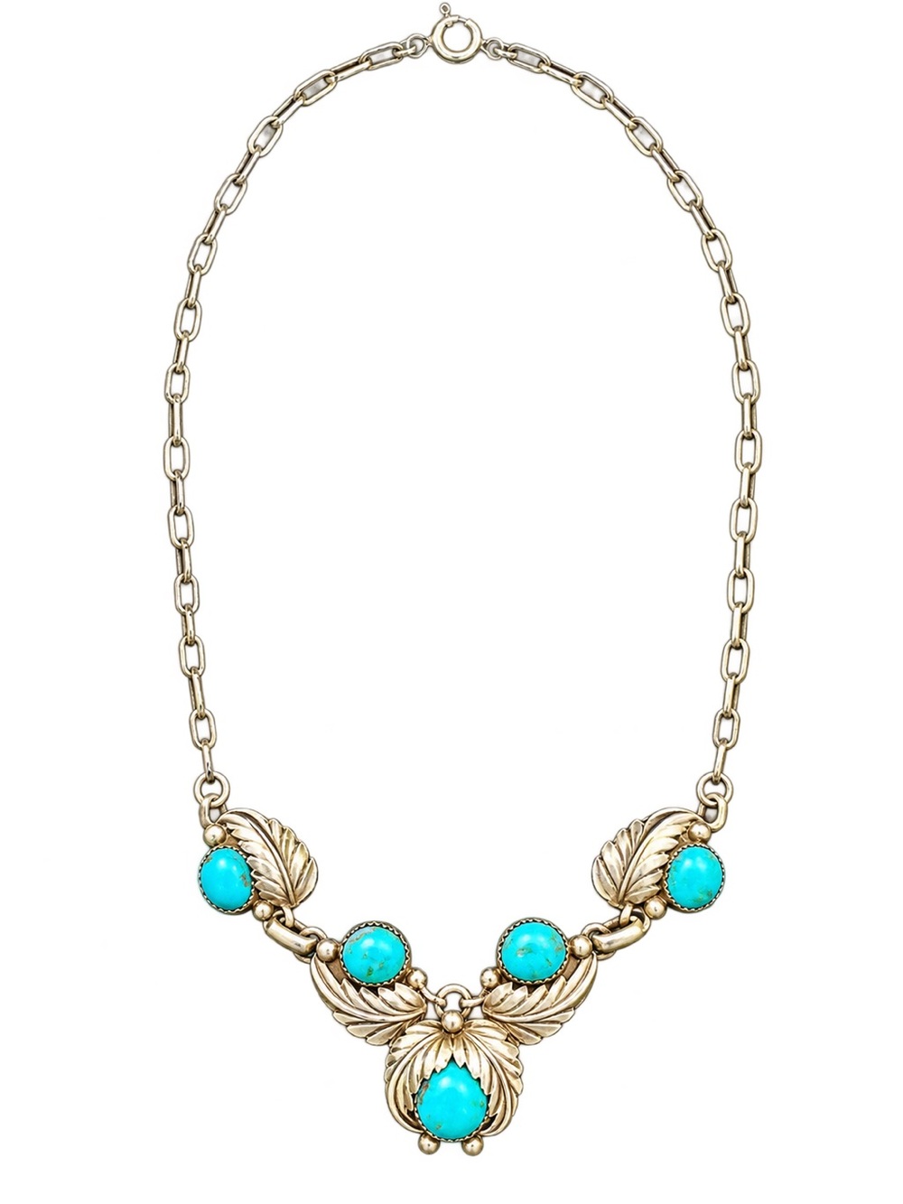 Vintage Navajo Kenneth Etsitty Sterling Silver and Turquoise Necklace